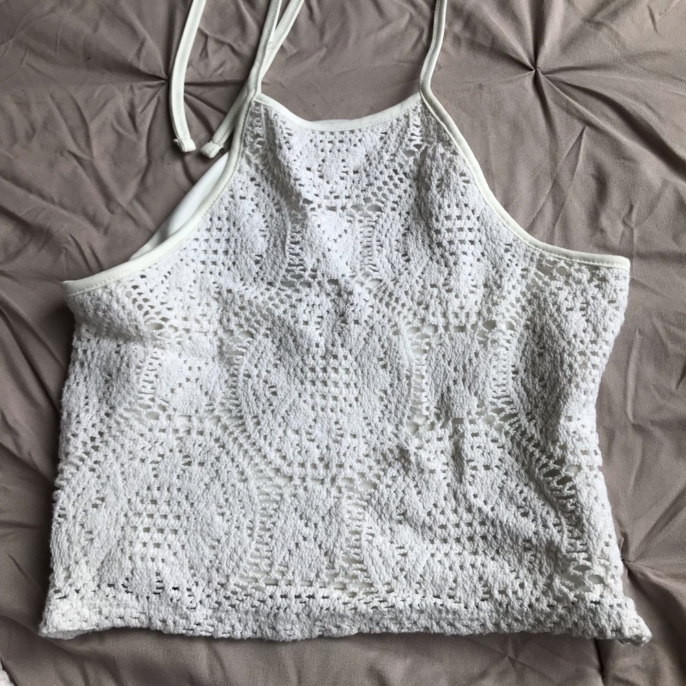 White Open Back Charlotte Russe Crop Top